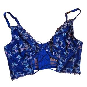 Victoria's Secret Very Sexy Bra Butterfly Embroidered Bustier‎ Fairy Blue Medium